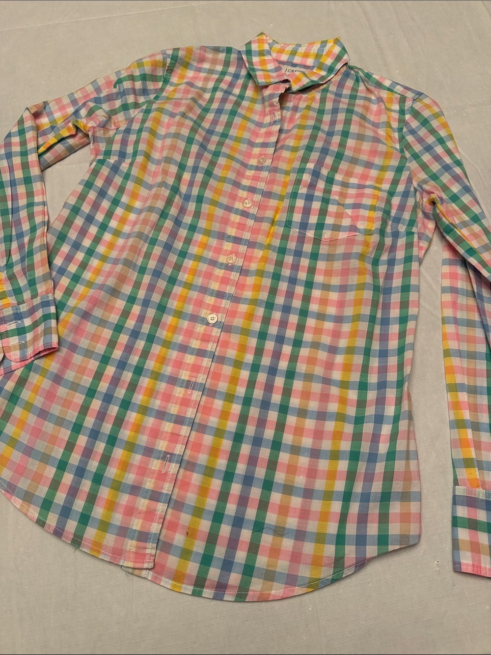 J. Crew Pastel Multi-Check Button-Down Shirt